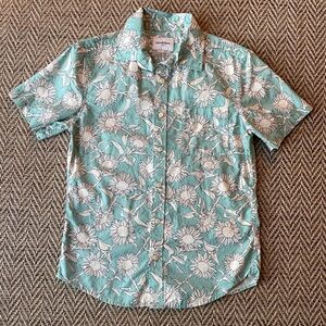 Goodfellow Men's Slim Small Hawaiian Sunflower Short Sleeve Button Up Shirt